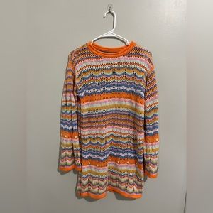 Knit colorful shirt dress
